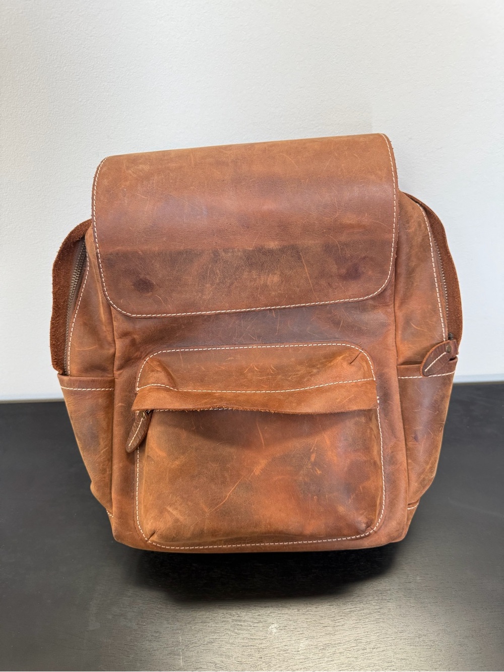 YUKON Genuine Full-Grain Leather 13.5" Flap Backpack
